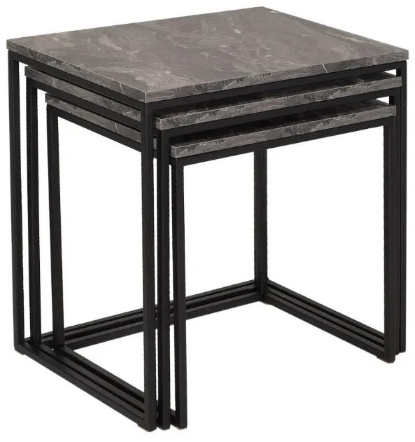 Σετ τραπεζάκια Ζιγκον Μάρμαρο 55x47x40cm
