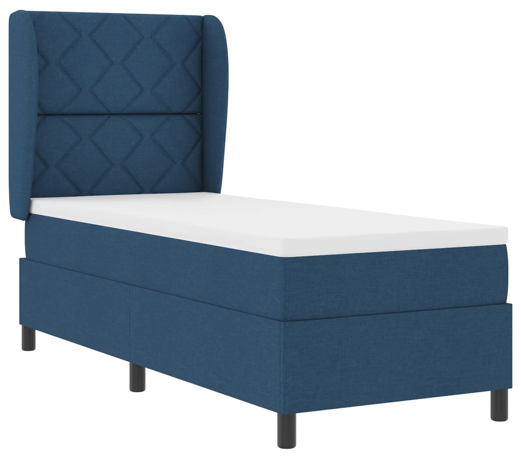 vidaXL Κρεβάτι με ελατήρια με στρώμα Μπλε 80 x 200 cm ύφασμα