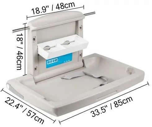VEVOR Horizontal Baby Changing Table Wall-mounted Baby Diaper Changing Station Vertical Fold Down Baby Changing Table