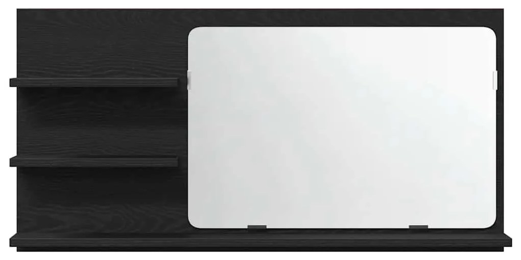 vidaXL Ντουλάπι Καθρέφτη Μπάνιου Μαύρο Δρυς 90x11x45 εκ. από Τεχνητό Ξύλο