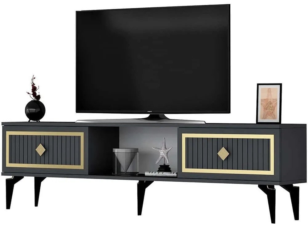 Έπιπλο Τηλεόρασης Nil 475OLV2637 150x29,6x44,6cm Anthracite-Gold