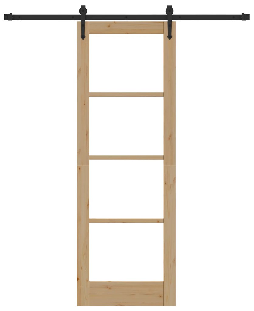 vidaXL Συρόμενη Πόρτα  με Σετ Υλικών 73.5x211 cm Συμπαγές Ξύλο Πεύκου
