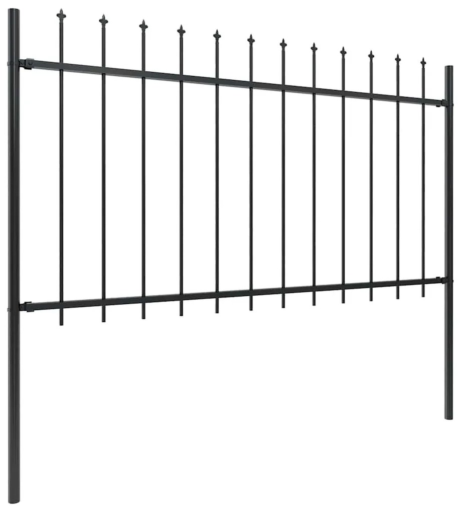 vidaXL Φράχτης Κήπου με Κορυφή Δόρυ Μαύρος Ατσάλινος 537 x 100 εκ.