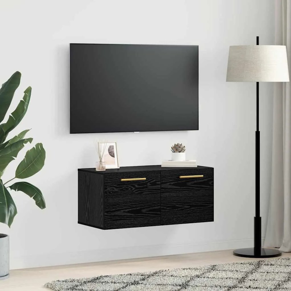 vidaXL Ντουλάπα Τοίχου Μαύρη δρυς 80 x 36.5 x 35 cm Επεξεργασμένο ξύλο