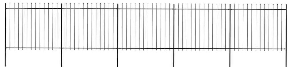 Φράχτης Κήπου με Κορυφή Δόρυ από Ατσάλι 892,5 x 150 εκ. Μαύρος