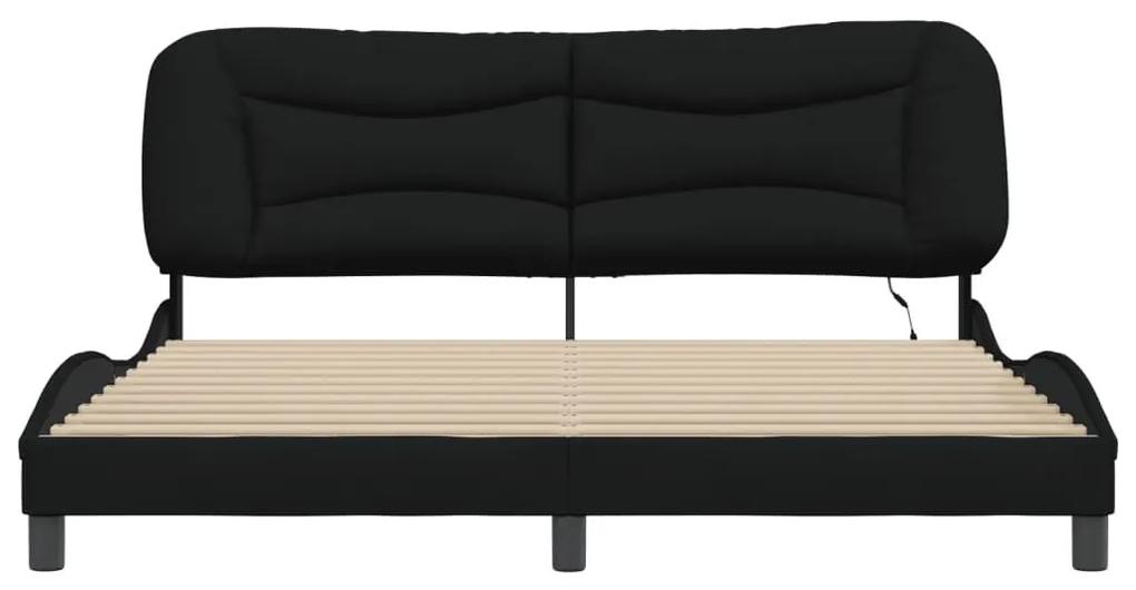Πλαίσιο Κρεβατιού με LED Μαύρο 180x200 εκ. Υφασμάτινο - Μαύρο