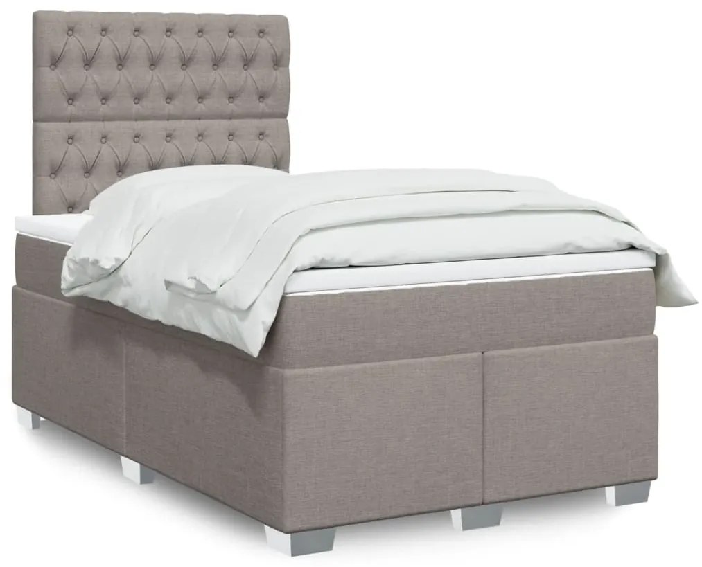 Κρεβάτι Boxspring με Στρώμα Taupe 120x190 εκ. Υφασμάτινο - Μπεζ-Γκρι