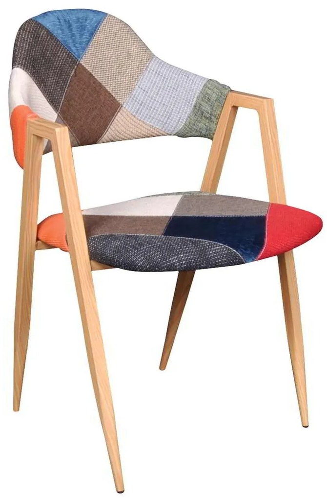 Πολυθρόνα Delta Μεταλλική Φυσικό/Ύφ.Patchwork 50x55x80cm (Σετ 2 ΤΕΜ)