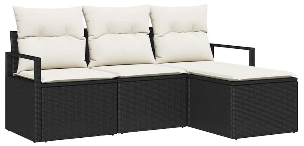 vidaXL Σετ Καναπέ Κήπου 4 pcs Μαύρο Πολυ ράταν
