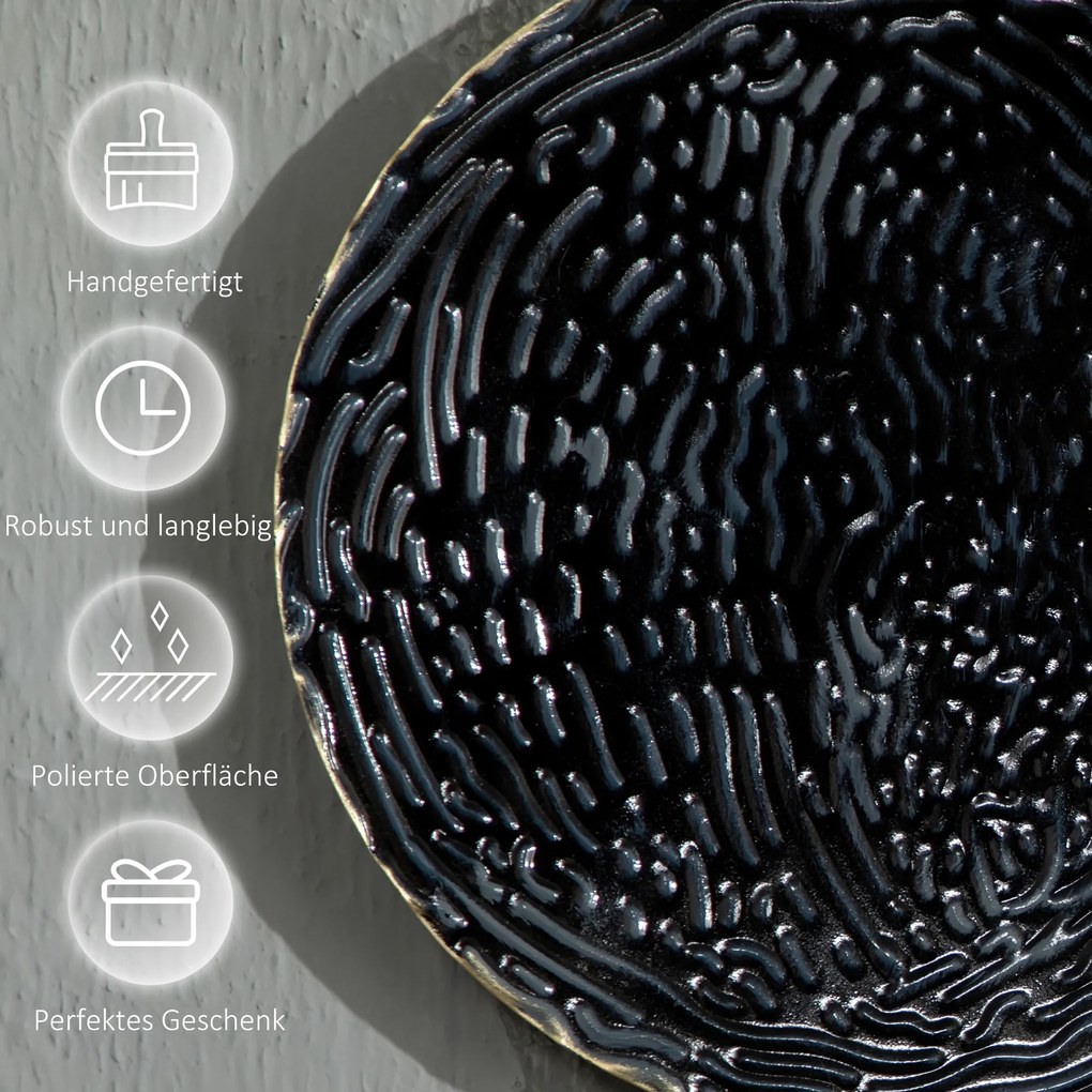 HOMCOM Διακόσμηση Τοίχου 3D με Κύκλους 121 cm x 4 cm x 53 cm Μέταλλο Μπλε + Μαύρο