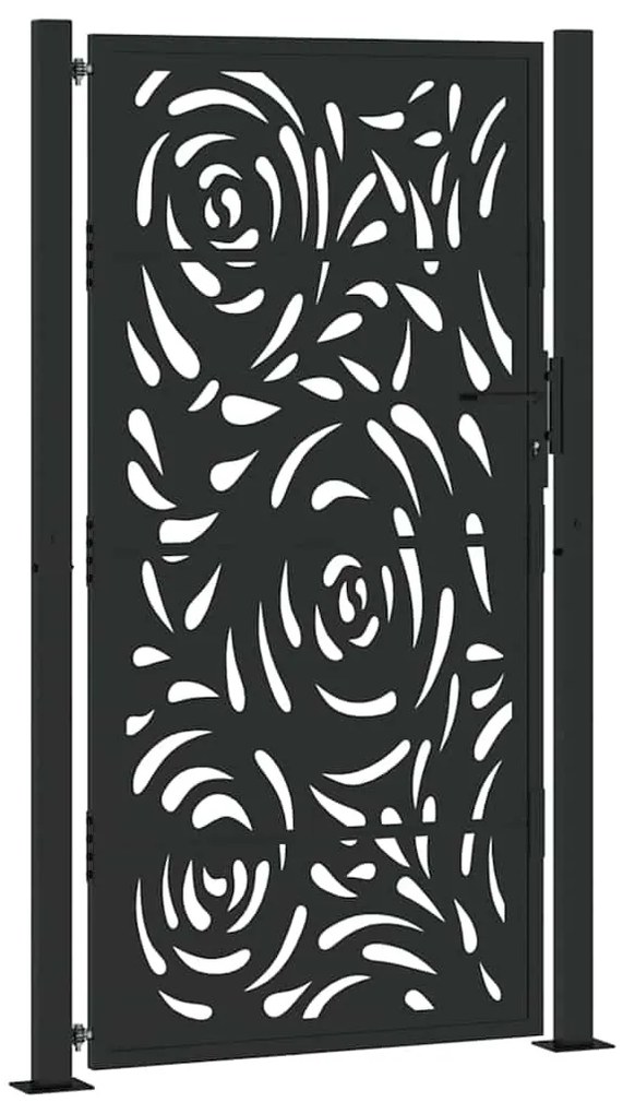 vidaXL Πύλη κήπου Μαύρη 105x180 cm Ατσάλινη φλόγα σχεδιασμού