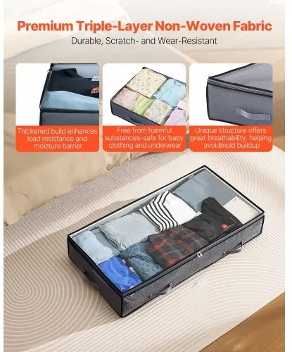 VEVOR Under Bed Storage 90L Stackable Shoe Organization Box with Clear Lid 6Pack