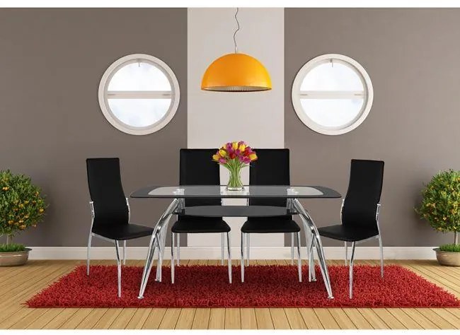 Σετ τραπεζαρίας C10060.02 5τμχ με Τραπέζι NORRIS 120x75x75εκ. &amp; Καρέκλες KIM Μαύρες