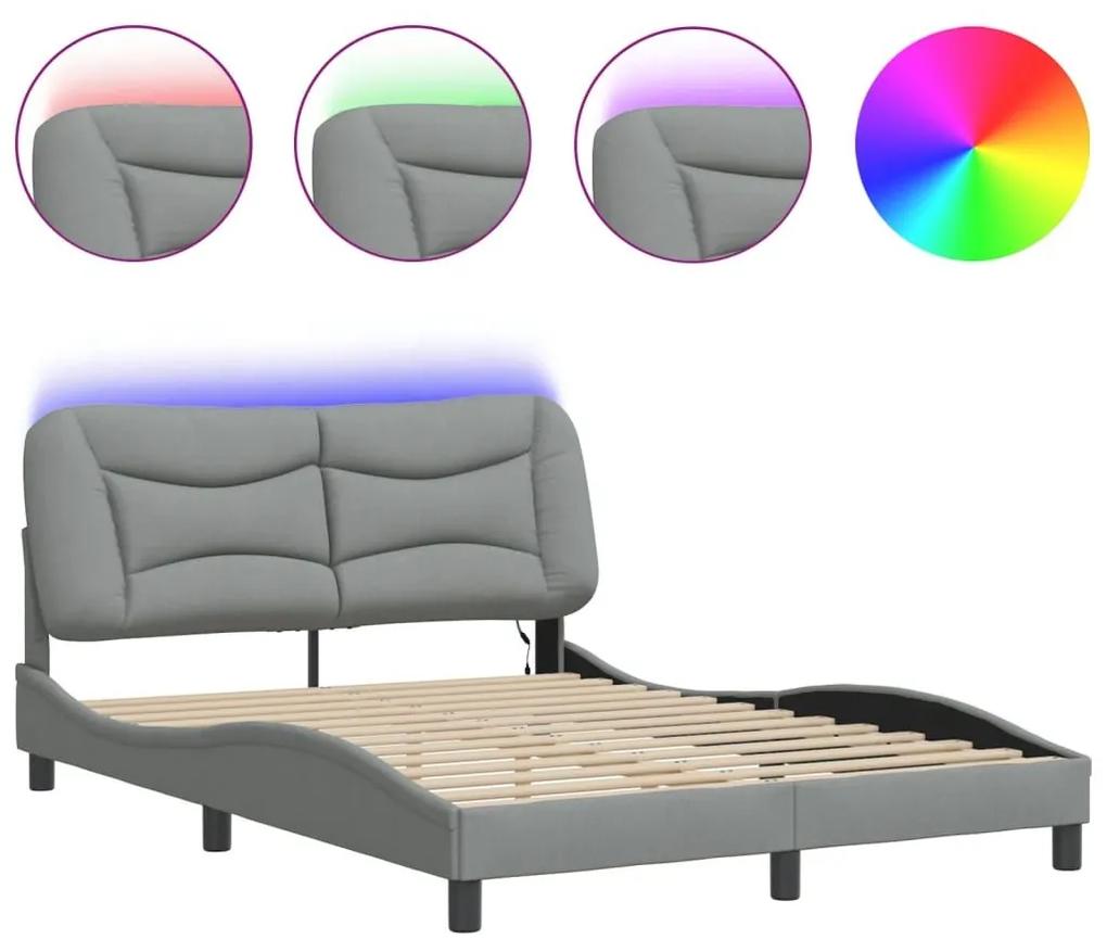 Πλαίσιο Κρεβατιού με LED Ανοιχτό Γκρι 120x200 εκ. Υφασμάτινο - Γκρι