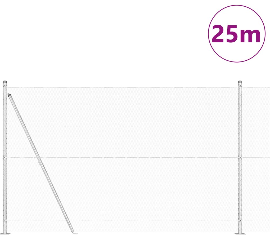 vidaXL Περίφραξη σε σχήμα εξαγώνου 1.4x25 μ Γαλβανισμένος Χάλυβας