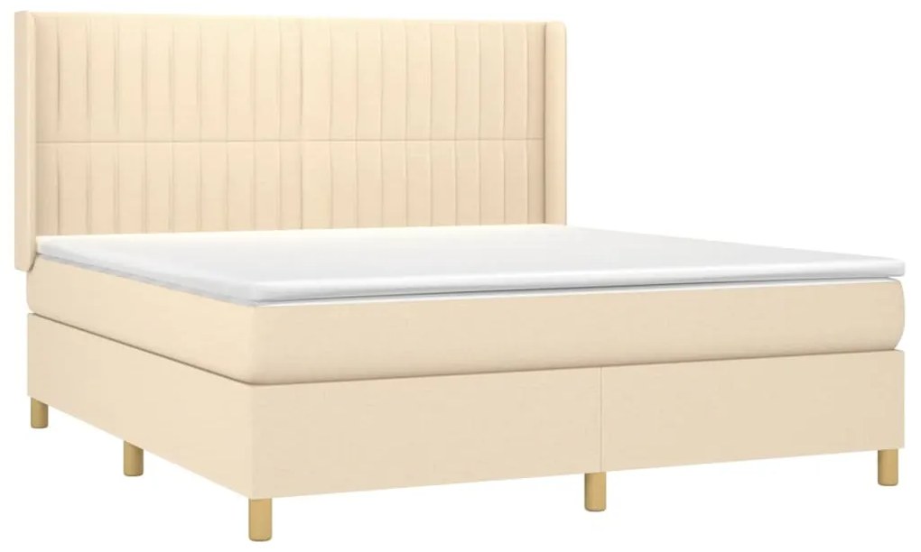 ΚΡΕΒΑΤΙ BOXSPRING ΜΕ ΣΤΡΩΜΑ &amp; LED ΚΡΕΜ 160X200 ΕΚ. ΥΦΑΣΜΑΤΙΝΟ 3139050