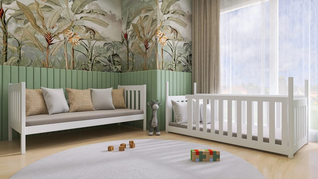 Κουκέτα  Montessori Kris με Κάγκελα 54cm από μασίφ ξύλο White 90×200cm (Δώρο 10% Έκπτωση στα Στρώματα)