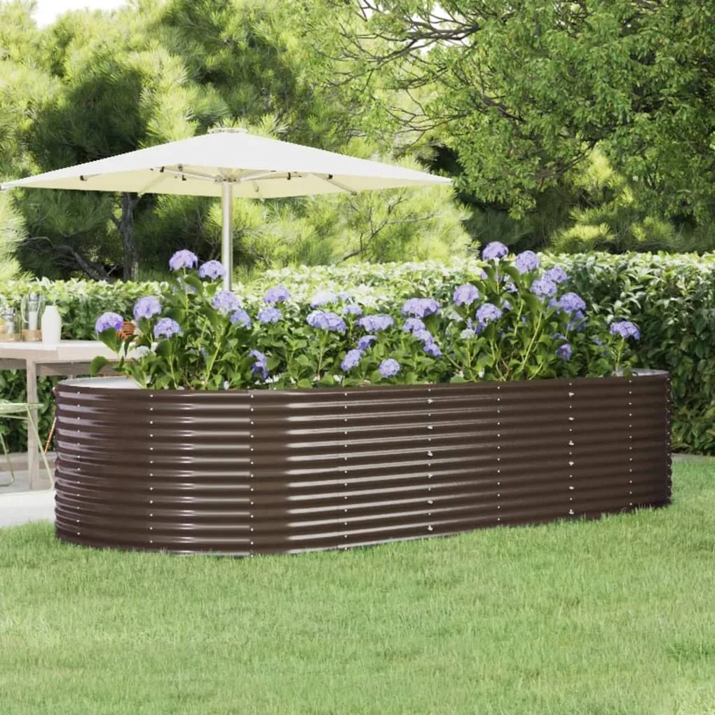 vidaXL Ζαρντινιέρα Καφέ 291x140x68 εκ. Ατσάλι με Ηλεκτρ. Βαφή Πούδρας