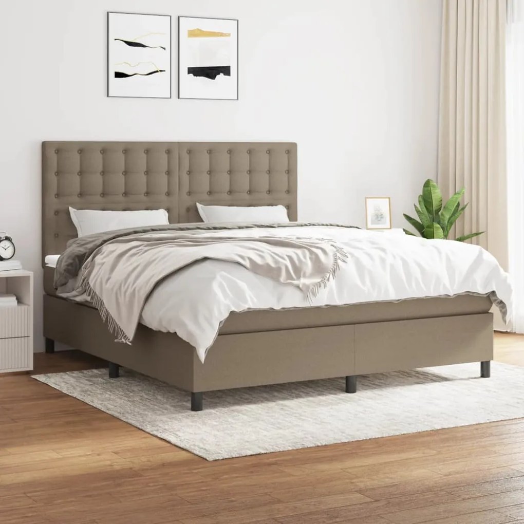 vidaXL Κρεβάτι Boxspring με Στρώμα Taupe 180x200 εκ. Υφασμάτινο