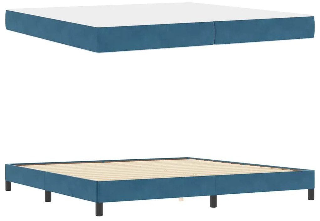vidaXL Κρεβάτι box spring με στρώμα Σκούρο Μπλε 200 x 200 cm Βελούδο