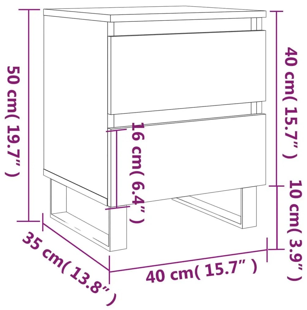 Κομοδίνο Καφέ Δρυς 40 x 35 x 50 εκ. από Επεξεργασμένο Ξύλο - Καφέ