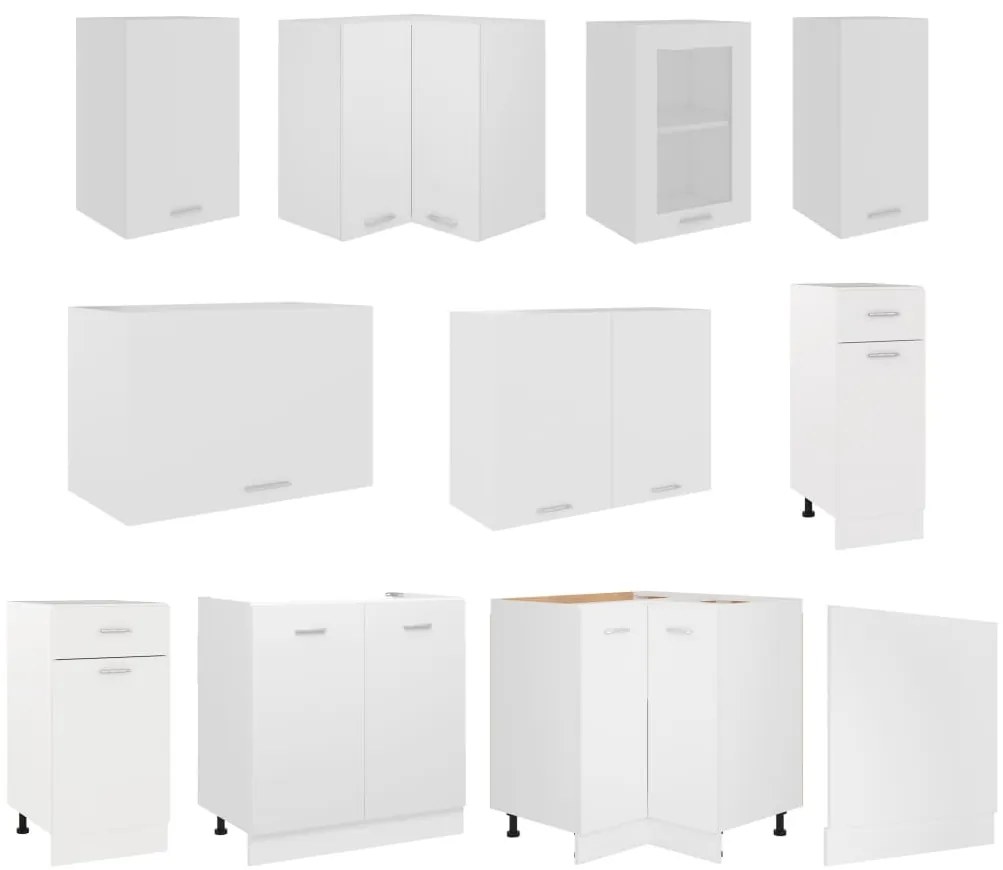 vidaXL Σετ Ντουλαπιών Κουζίνας 11 Τεμαχίων "Lyon" Λευκό από Μηχανικά Ξύλινα Έπιπλα