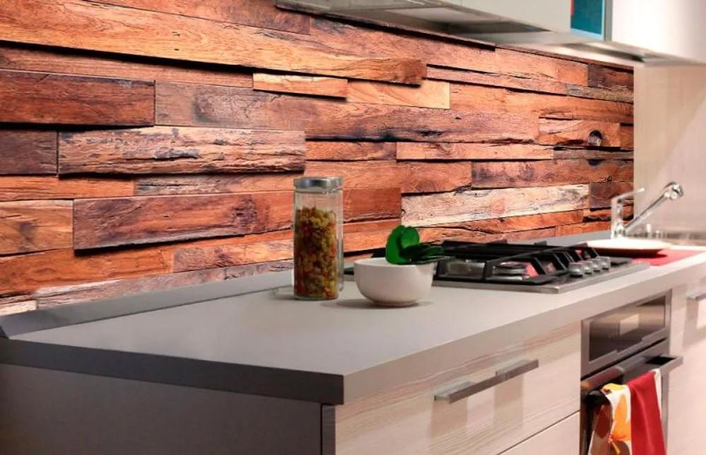 Αυτοκόλλητη φωτοταπετσαρία για απομίμηση κουζίνας ξύλινης επένδυσης - 350x60