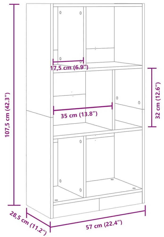 Βιβλιοθήκη Μαύρη 57x28,5x107,5 εκ. από Επεξεργασμένο Ξύλο - Μαύρο