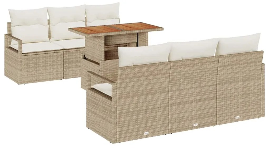 vidaXL Σετ Καναπέ Κήπου 7 pcs μπεζ και κρεμ 100 x 55 x 73 εκ