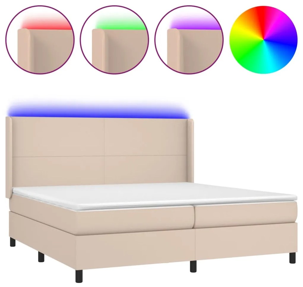 ΚΡΕΒΑΤΙ BOXSPRING ΣΤΡΩΜΑ&amp;LED ΚΑΠΟΥΤΣΙΝΟ 200X200 ΕΚ. ΣΥΝΘ. ΔΕΡΜΑ 3139288