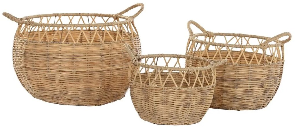 Σετ Καλαθιών DKD Home Decor Φυσικό Μέταλλο πολυαιθυλένιο 38 x 38 x 34 cm 38 x 38 x 27 cm 3 Τεμάχια