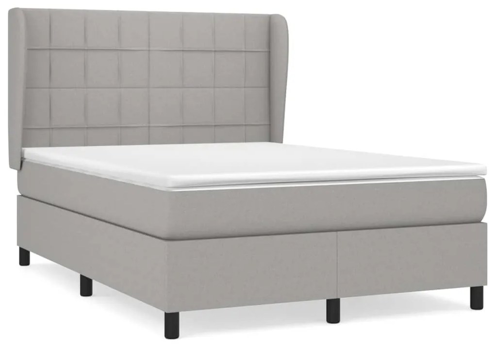 vidaXL Κρεβάτι Boxspring με Στρώμα Ανοιχτό Γκρι 140x200 εκ. Υφασμάτινο