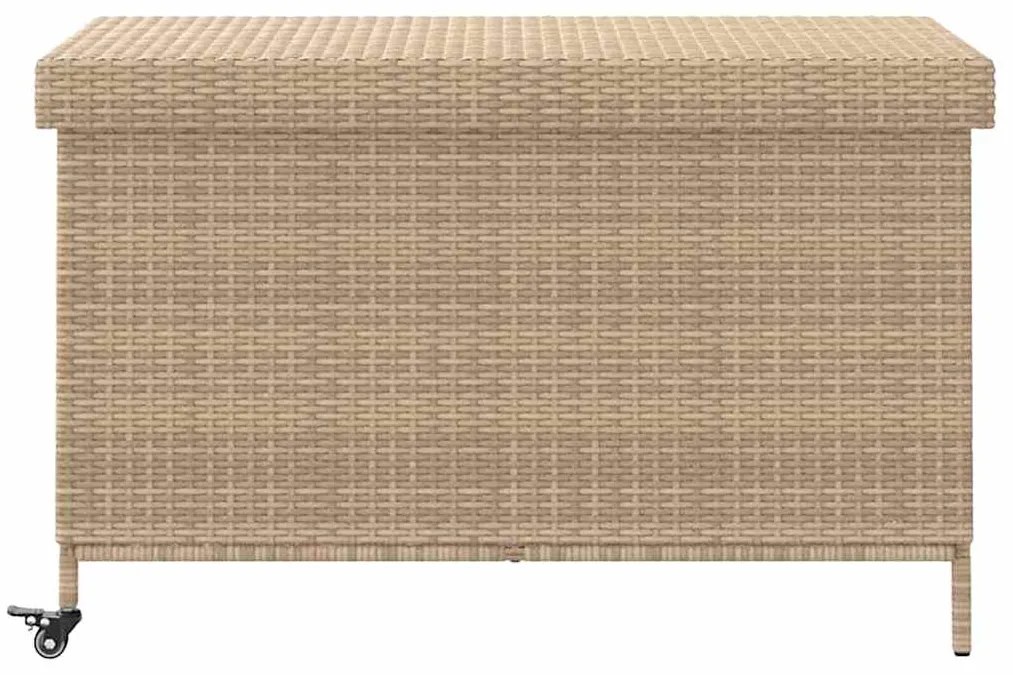 vidaXL Κουτί Αποθήκευσης Κήπου με Ρόδες 110x55x73 εκ. Συνθετικό Ρατάν
