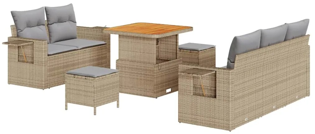 vidaXL Σετ Καναπέ Κήπου 8 pcs μπεζ και ανοιχτό γκρι 80 x 80 x 71 cm