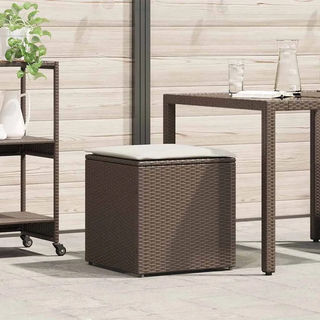 vidaXL Κουτί Μαξιλαριών Καφέ 50 x 50 x 50 cm συνθετικό ρατάν