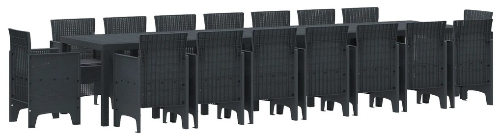vidaXL Σέτ φαγητού για κήπο 17 pcs Ανθρακί Rattan Polt