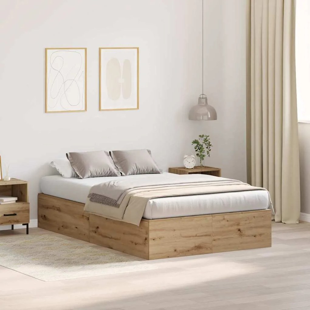 vidaXL Σκελετός Κρεβατιού artisan δρυς 120 x 200 cm Επεξεργασμένο ξύλο