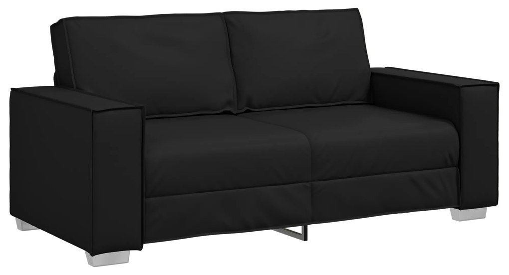 vidaXL Καναπές Loveseat Μαύρος 140 εκ Ψεύτικο Δέρμα
