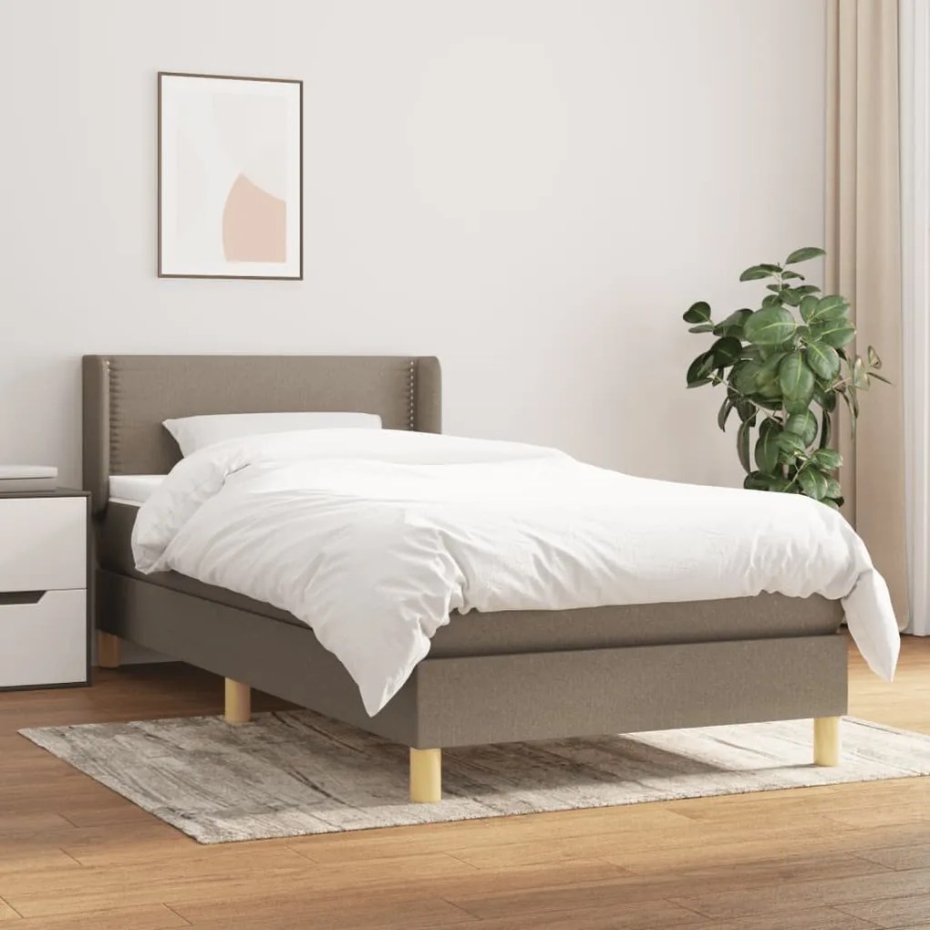 vidaXL Κρεβάτι Boxspring με Στρώμα Taupe 100 x 200 εκ. Υφασμάτινο