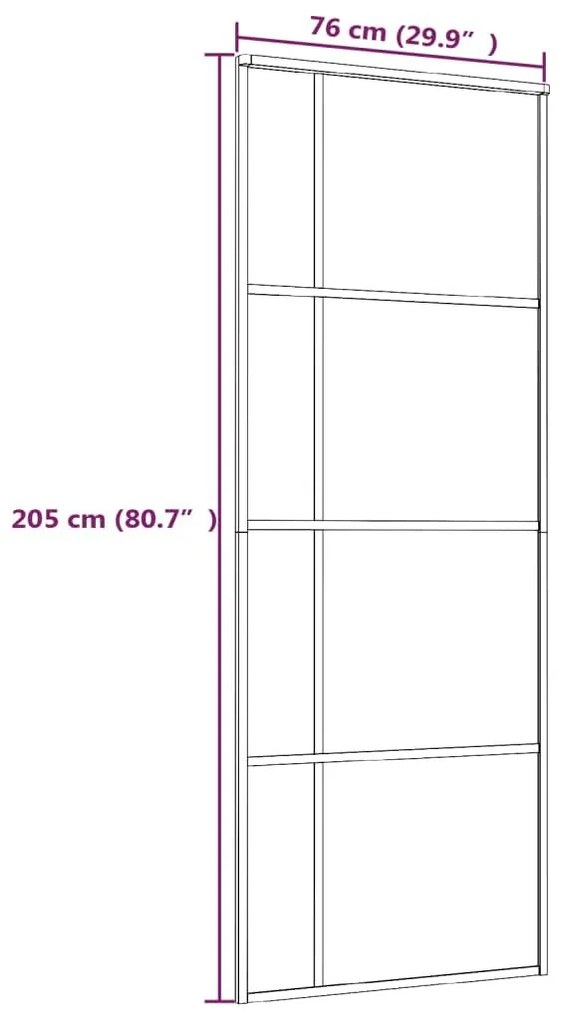 Συρόμενη Πόρτα Λευκή 76 x 205 εκ. από Γυαλί ESG / Αλουμίνιο - Λευκό