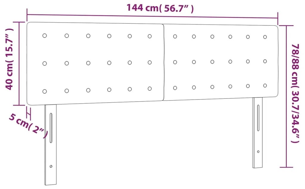 vidaXL Κεφαλάρι Κρεβατιού LED Λευκό 144x5x78/88 εκ. Συνθετ. Δέρμα