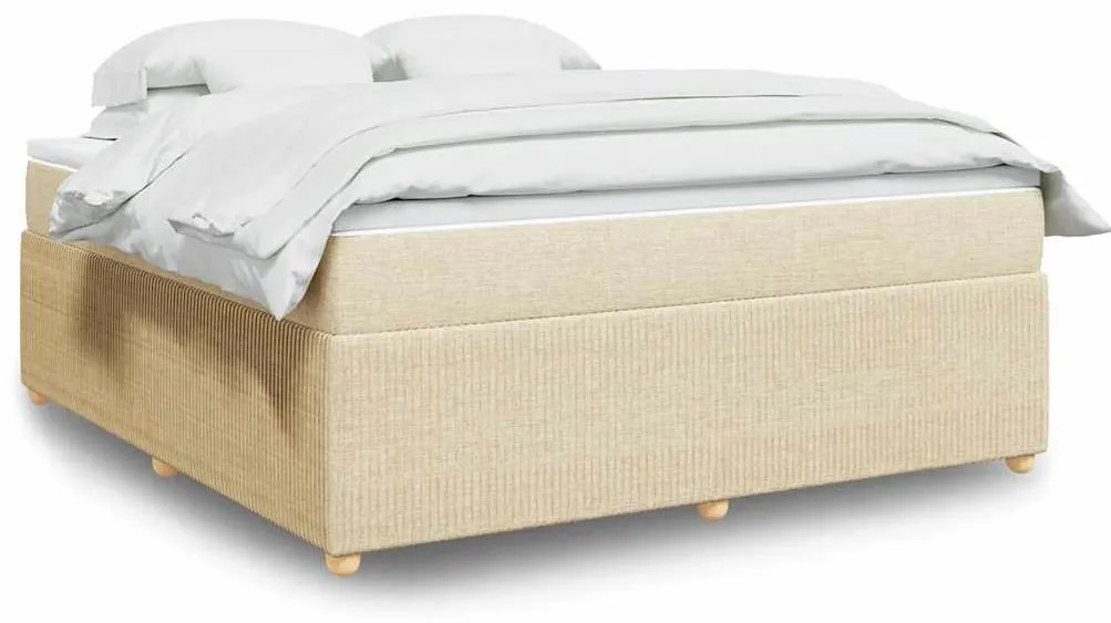 vidaXL Κρεβάτι Boxspring με Στρώμα Κρεμ 180x200 εκ. Υφασμάτινο