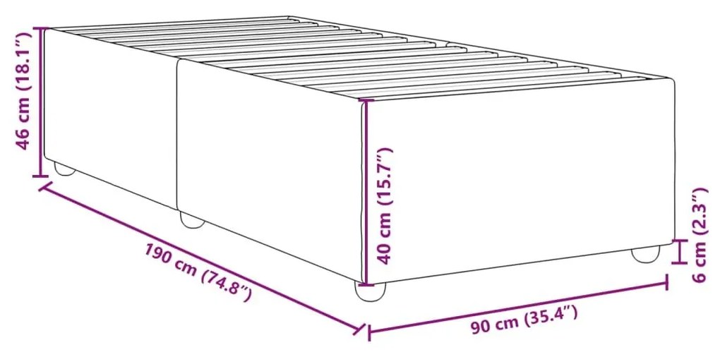 Σκελετός Κρεβατιού Χωρίς Στρώμα Μαύρο 90x190 εκ. Υφασμάτινο - Μαύρο