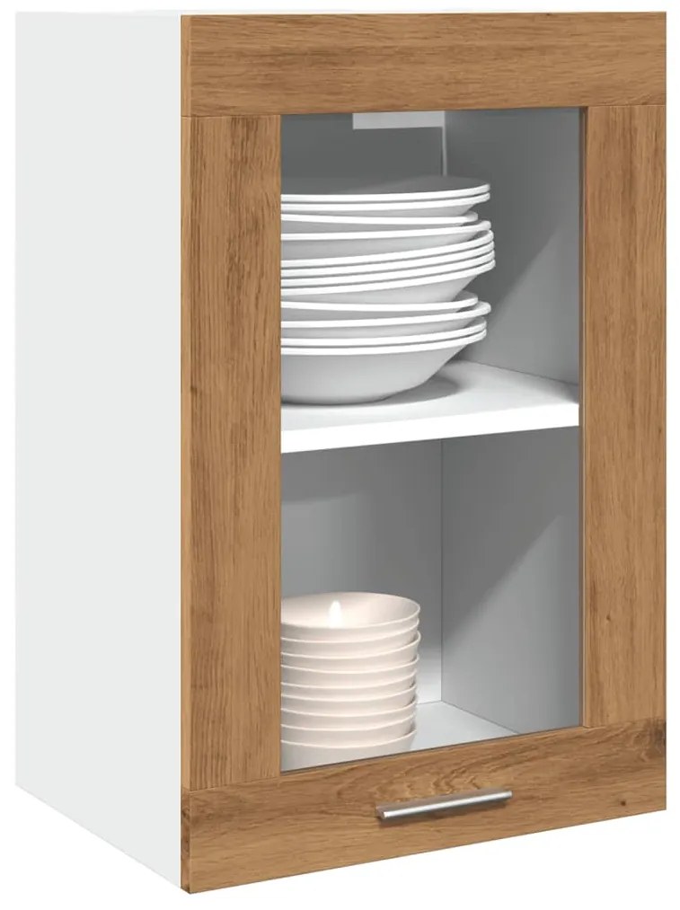 Κρεμαστό Γυάλινο Ντουλάπι "Lyon" από Τεχνητό Δρυ 40x31x60 εκ. από Τεχνητό Ξύλο