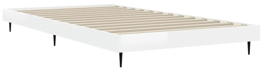 vidaXL Πλαίσιο Κρεβατιού Γυαλιστερό Λευκό 90x190 εκ Επεξεργασμένο Ξύλο