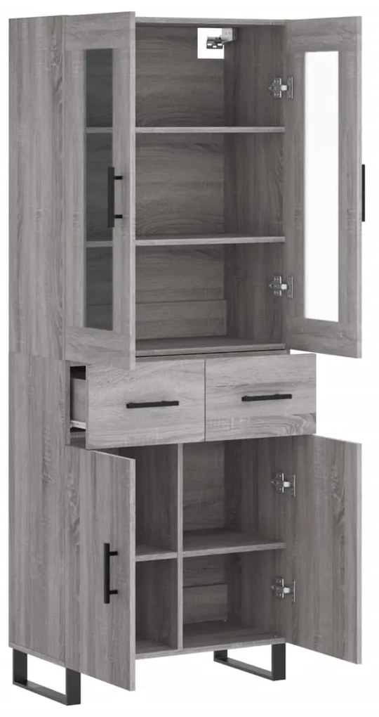 vidaXL Ντουλάπι Γκρι Sonoma 69,5 x 34 x 180 εκ. Επεξεργασμένο Ξύλο