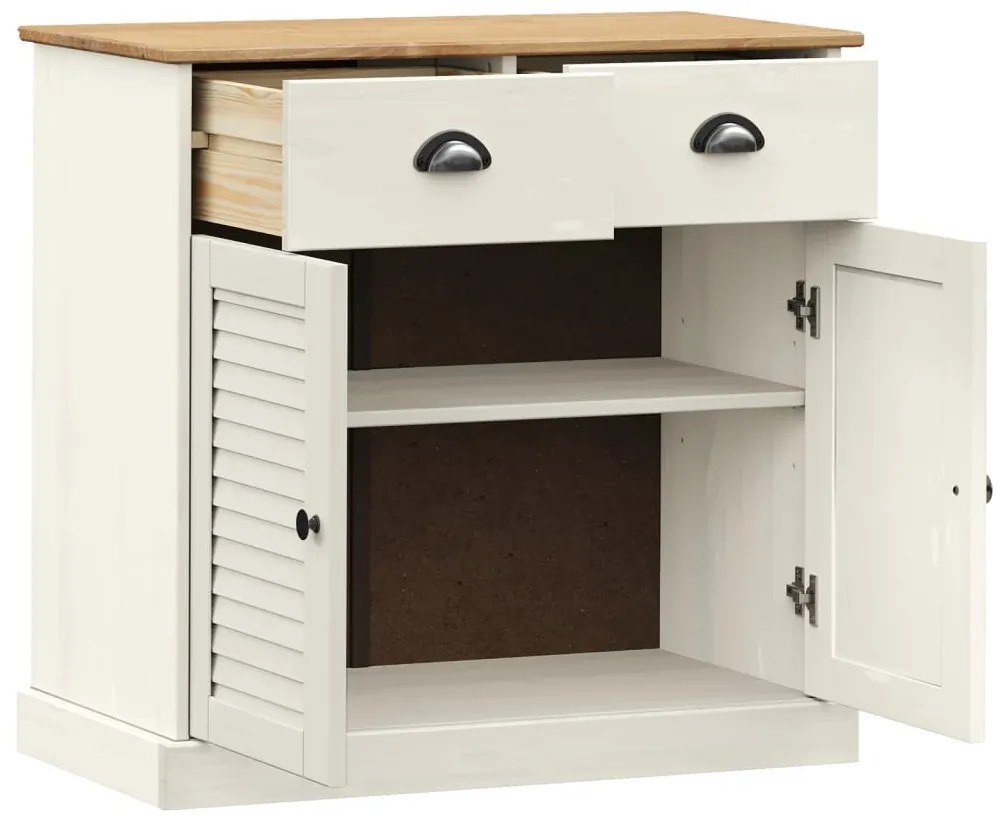 vidaXL Ντουλάπι με Συρτάρια VIGO Λευκό 78x40x75 εκ. Μασίφ Ξύλο Πεύκου