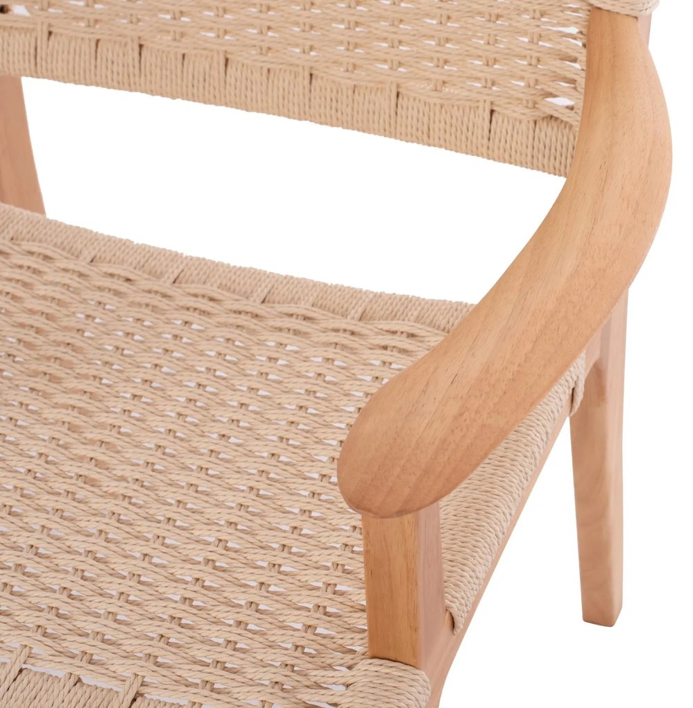 Καρέκλα-Πολυθρόνα IGNACIO Rubberwood και Σχοινί 61x56x83Υεκ. 61x56x83 εκ.