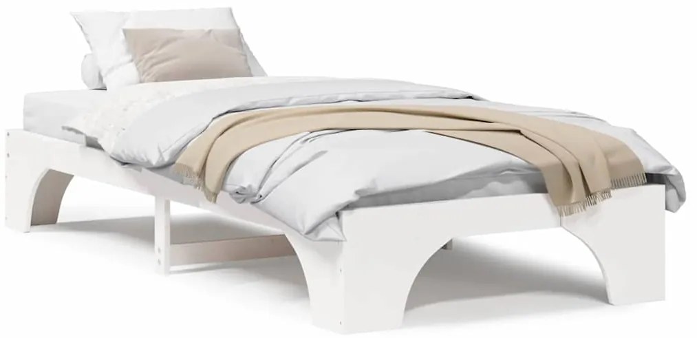 vidaXL Σκελετός Κρεβατιού Λευκό 75 x 190 cm Μασίφ ξύλο πεύκου