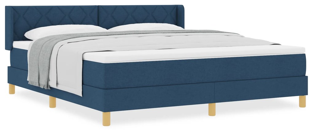 vidaXL Κρεβάτι Box Spring με Στρώμα σε Μπλε, 180 x 200 εκ., Ύφασμα.